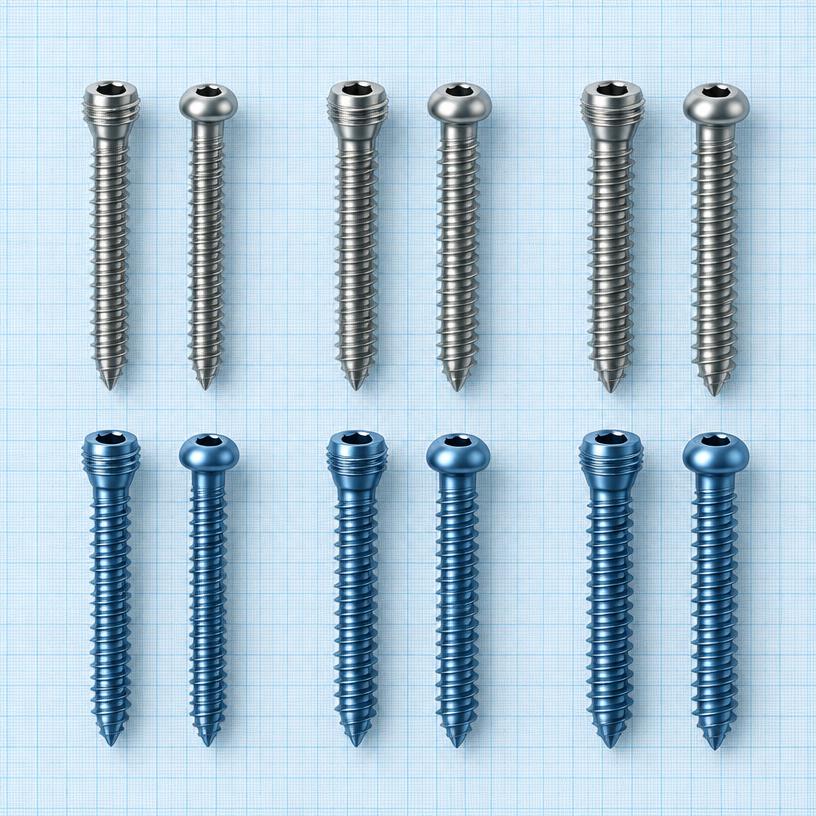 Cortical Screws — 3.5 mm, Non-locking: orthopaedic implant on a light-blue graph-paper background