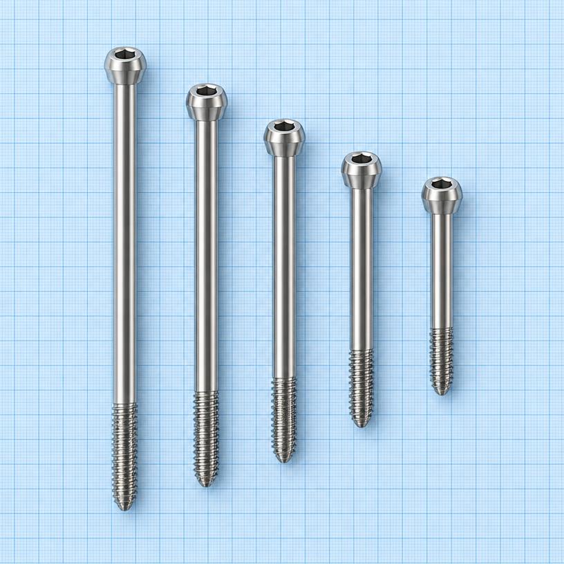 Interlocking Bolt: orthopaedic implant on a light-blue graph-paper background